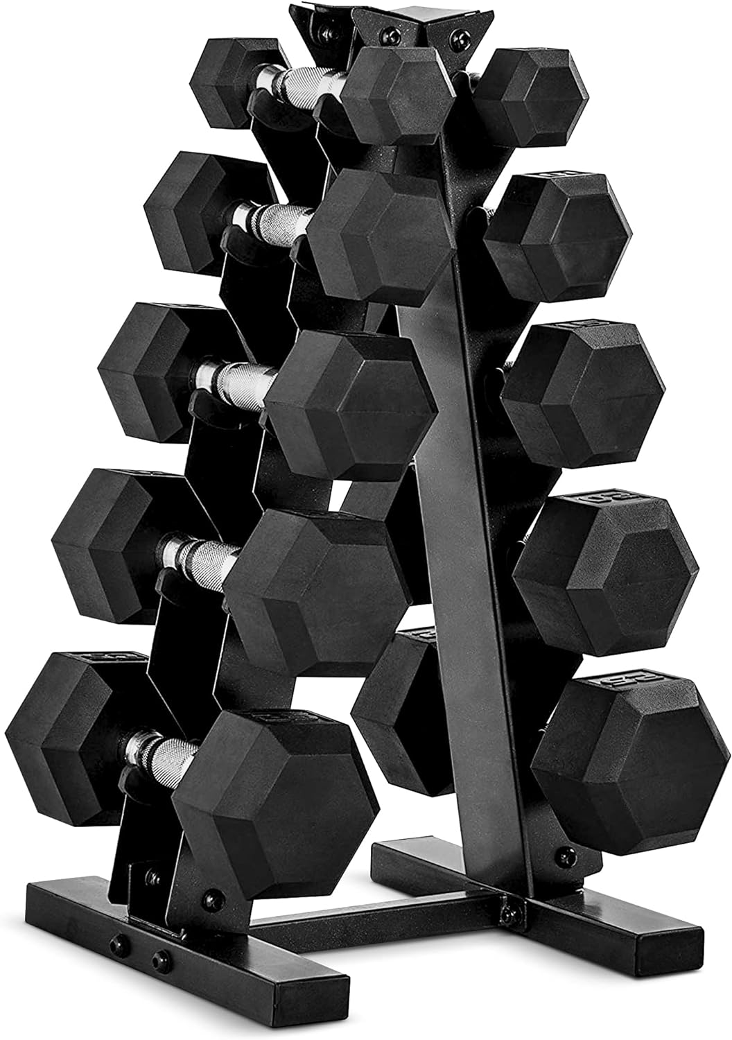 150 LB Dumbbell Set with Rack - Chrome Handles