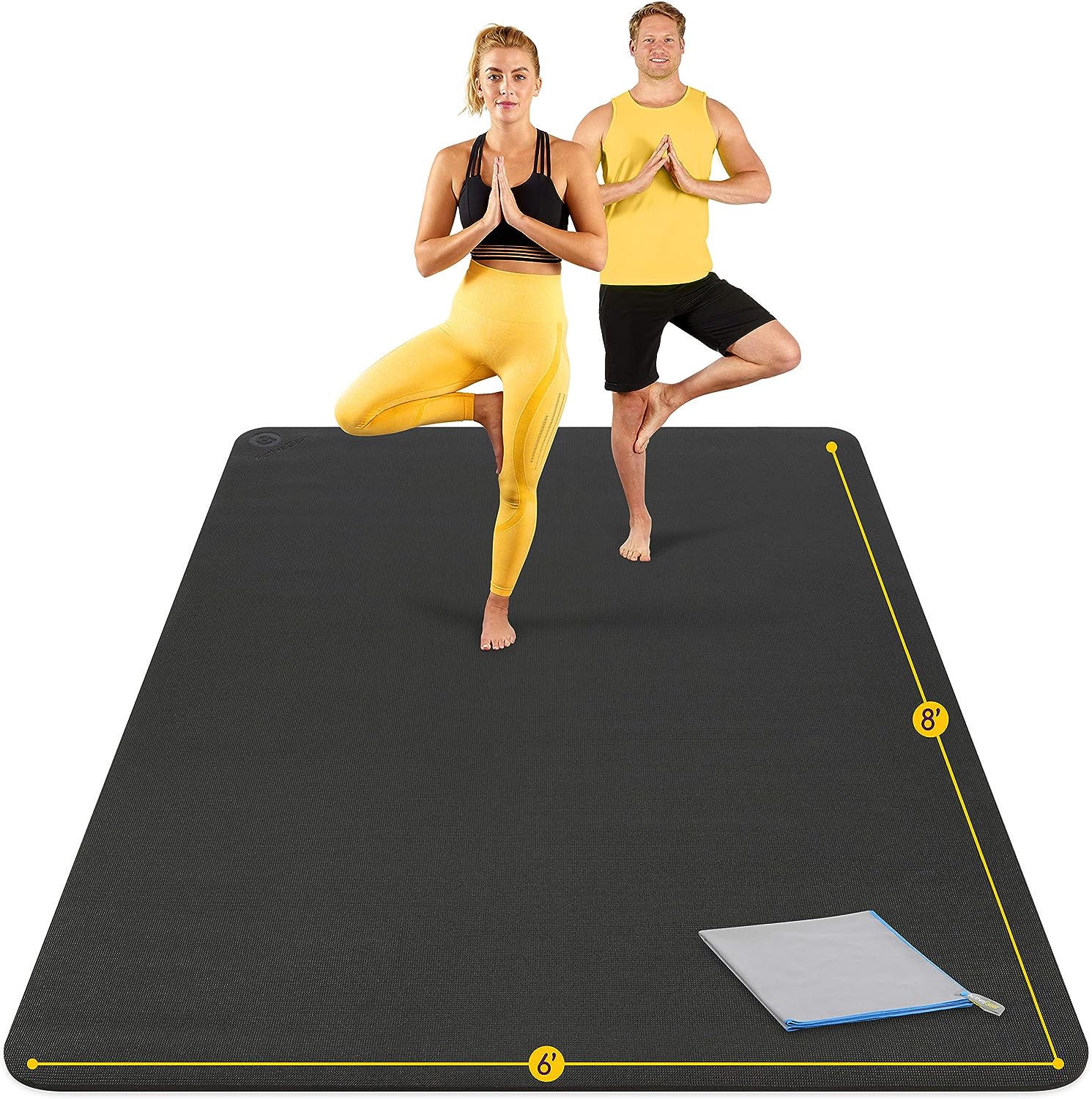 Large Yoga Mat 8'x6'x8mm Extra Thick, Durable, Eco-Friendly, Non-Slip 